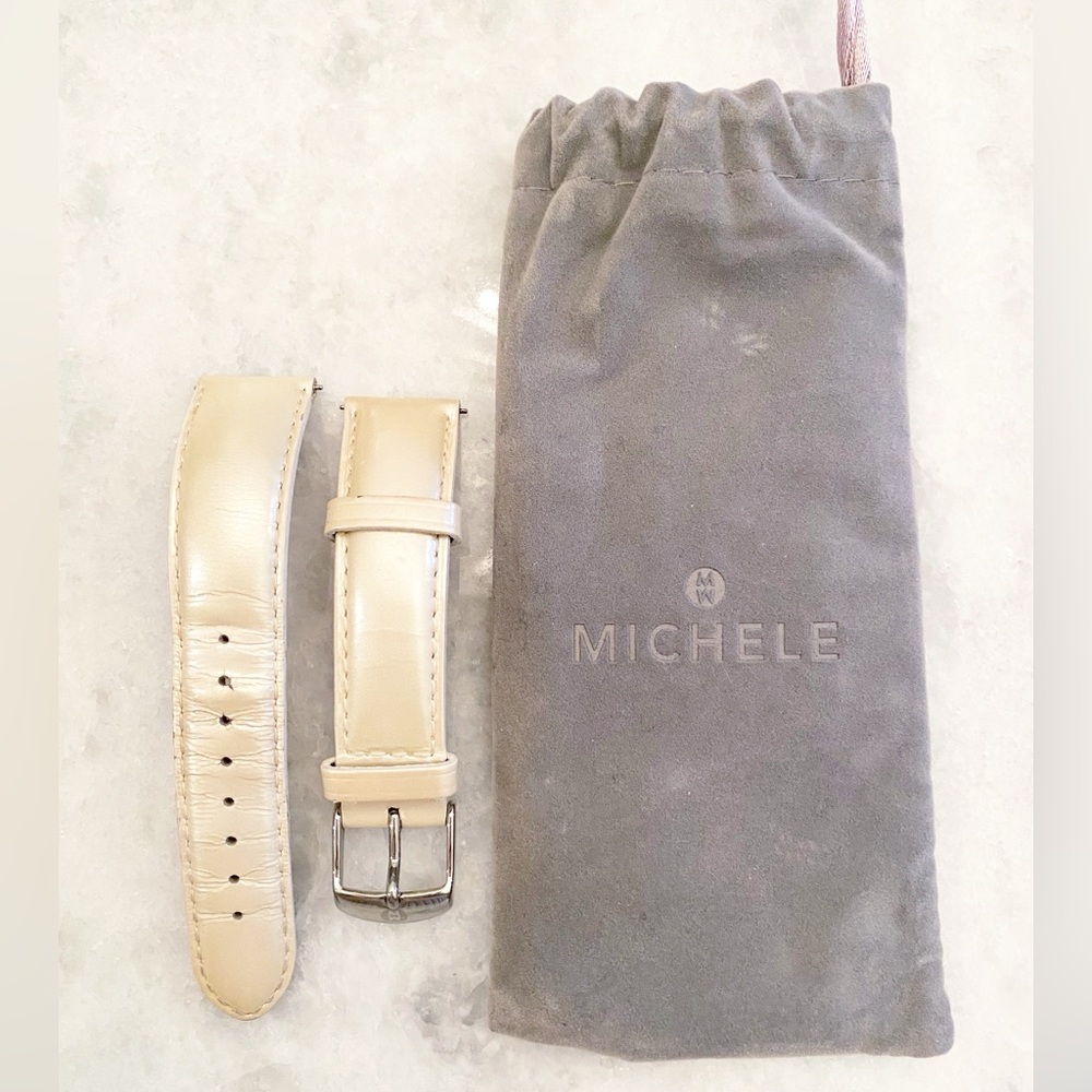 Michele 18mm Ivory Pearl Genuine Leather Watch Strap